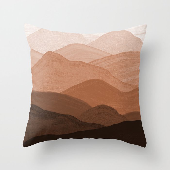 Ombre Mountain Landscape (burnt orange) Throw Pillow