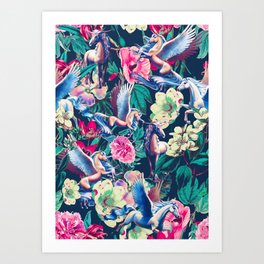 Unicorn and Floral Pattern Art Print