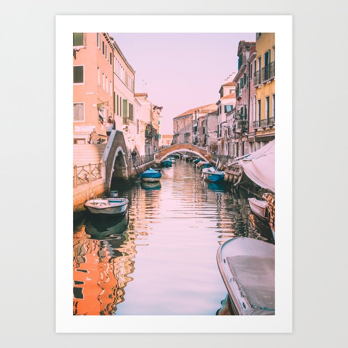 Pink Canal in Venice Fine Art Print Art Print