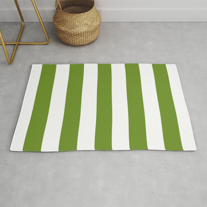 Olive Drab (#3) - solid color - white stripes pattern Rug