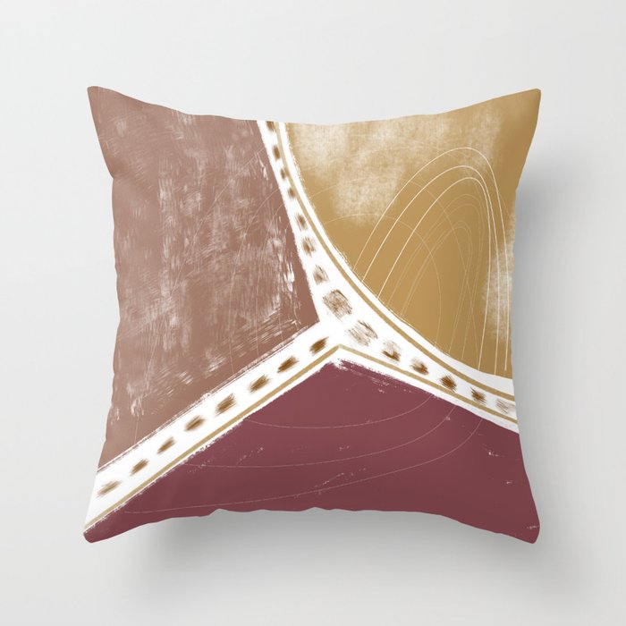 Intersecting Fields in Mauve Rust and Ochre  Throw Pillow