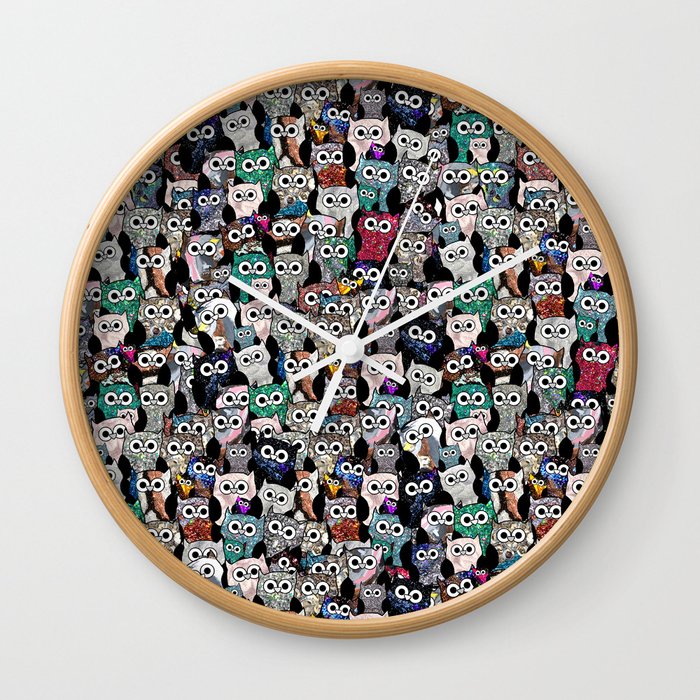 Gemstone Owls Wall Clock