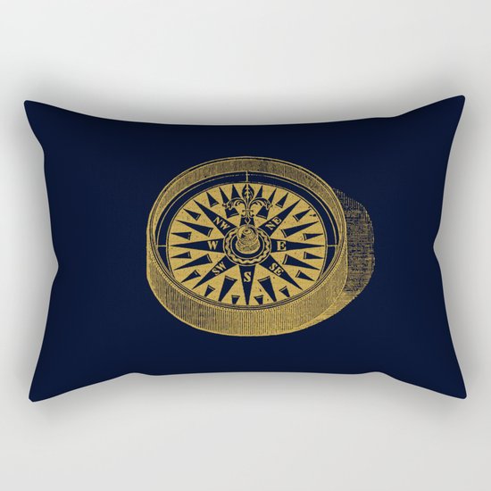The golden compass I- maritime print with gold ornament Rectangular Pillow