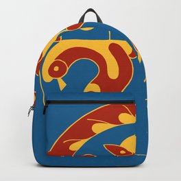 Native American Cat bird snake bright colors Backpack