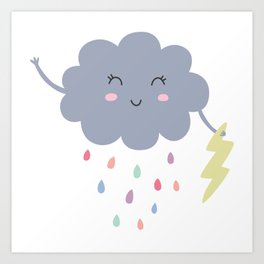 happy little rain cloud Art Print