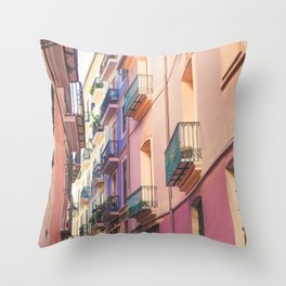 Spain Photography - Colorful Apartments In A Narrow Street  Throw Pillow