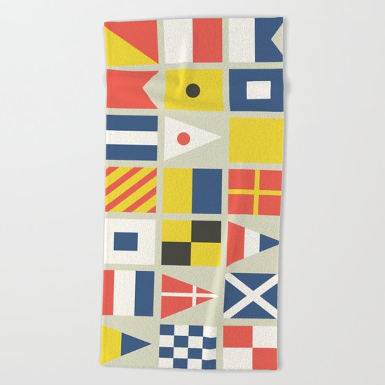 Geometric Nautical flag and pennant Beach Towel