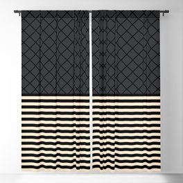 Elegant Thin Stripes Lace Harlequin Grid Black Beige Gray Grey Blackout Curtain