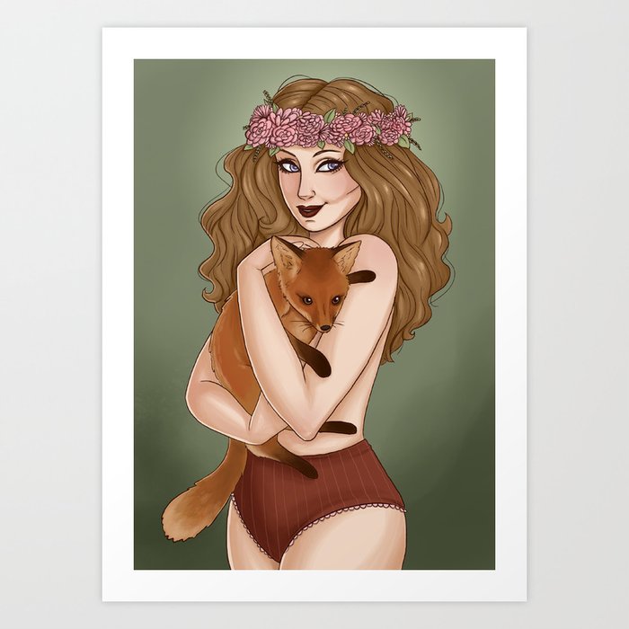 The Girl and the Fox Art Print