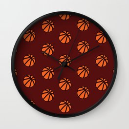 Red Basketball Lover Sports Fan Print Pattern Wall Clock