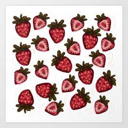 cute strawberry pattern Art Print