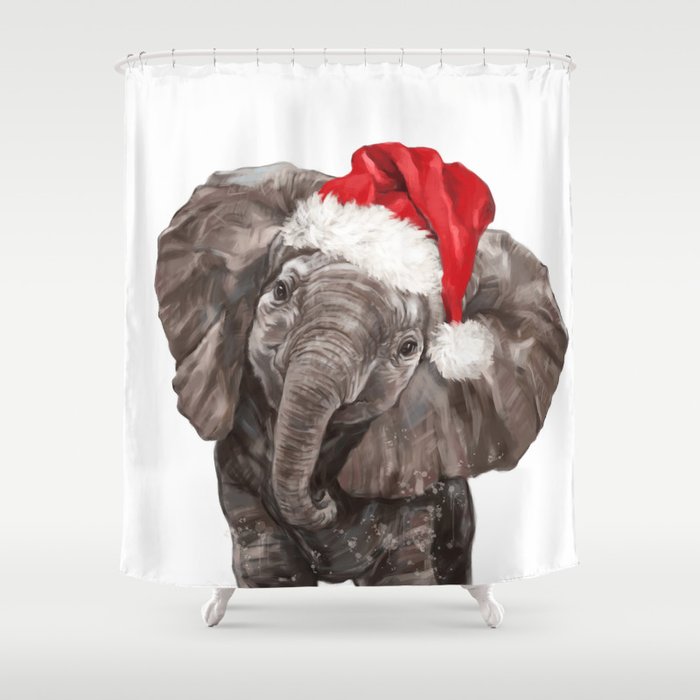 Christmas Baby Elephant Shower Curtain