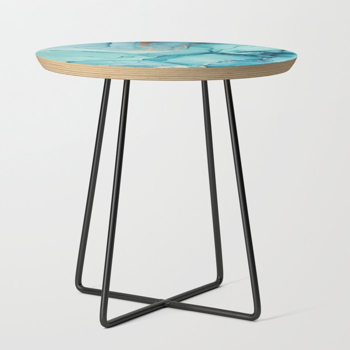 Abstract Turquoise Art Print By LandSartprints Side Table