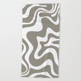 Liquid Swirl Abstract Pattern in Gray and White Beach Towel