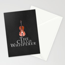 The Cello Whisperer - On black leather texture Stationery Cards