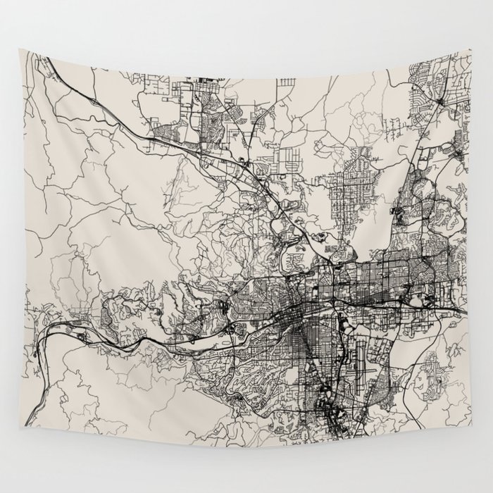 RENO, USA - Black and White City Map. United States of America Wall Tapestry