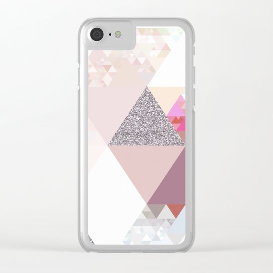 Triangles in glittering Rose quartz - pink glitter triangle pattern Clear iPhone Case