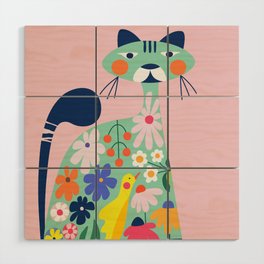 Daisies cat Wood Wall Art