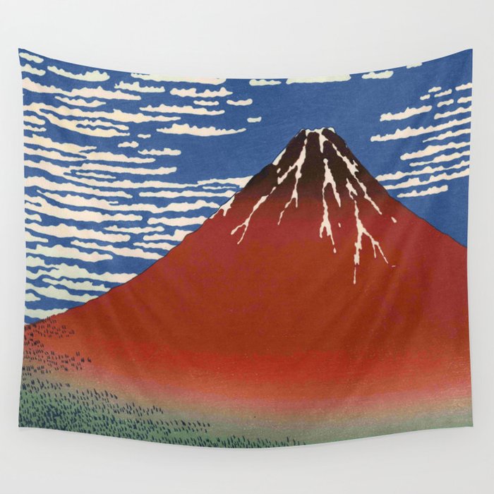 Hokusai -36 views of the Fuji 2 red fuji Wall Tapestry