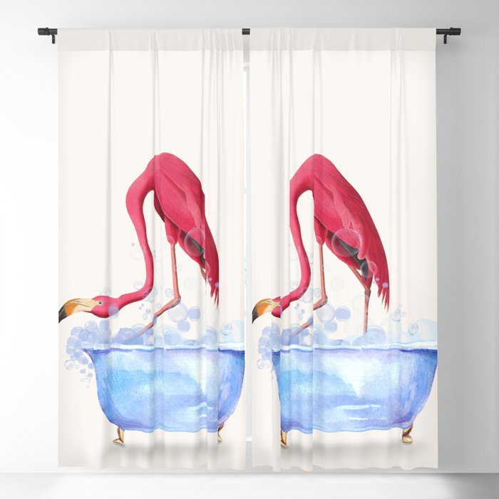 Flamingo in the Bathtub (The Bathtub Series) Blackout Curtain
