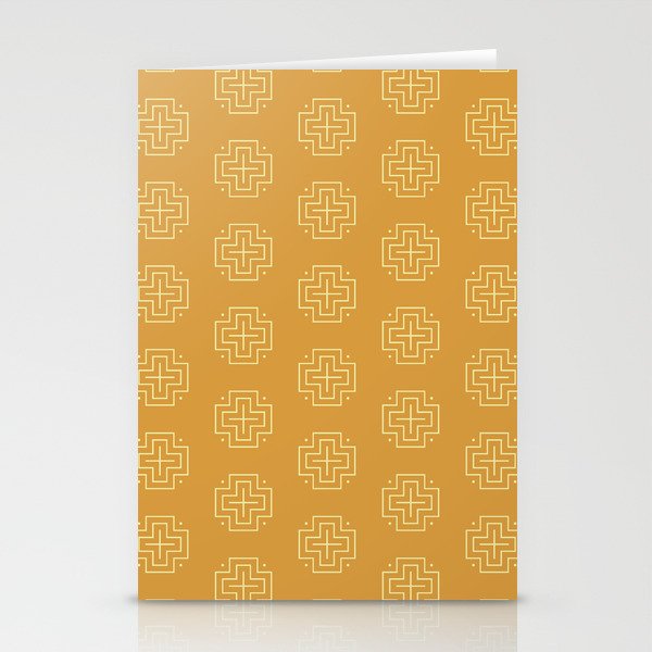 Tribal cross pattern - yellow Stationery Cards