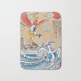 Japanese Great Wave Anime Bath Mat | Hokusai, Cartoon, Classic, Japan, Typography, Illustration, Figurative, Watercolor, Graphicdesign, Wave 