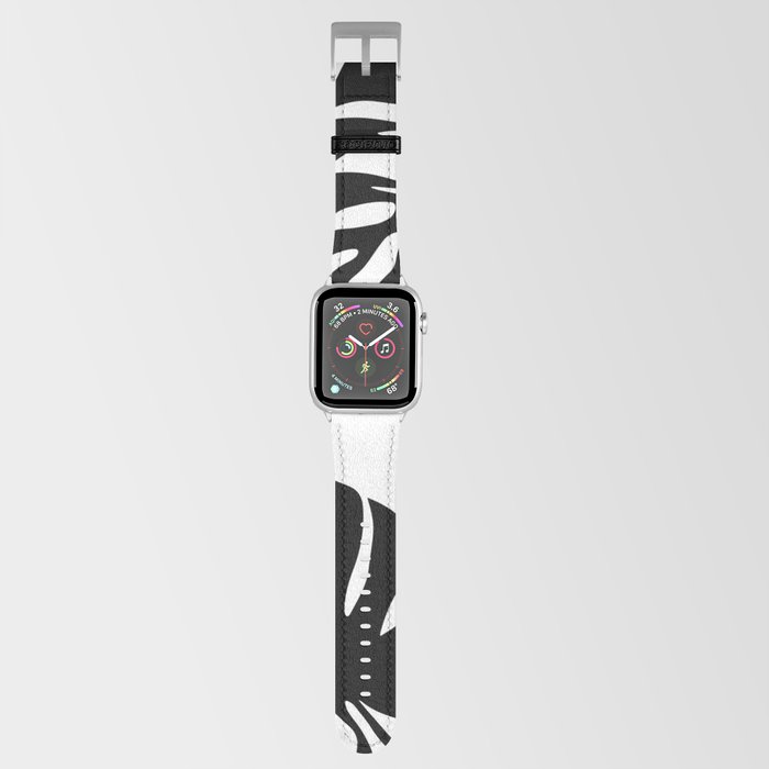 Monstera Leaves in Black and White Apple Watch Band