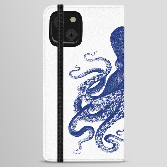 Octopus Print Navy Bluer by Zouzounio Art iPhone Wallet Case
