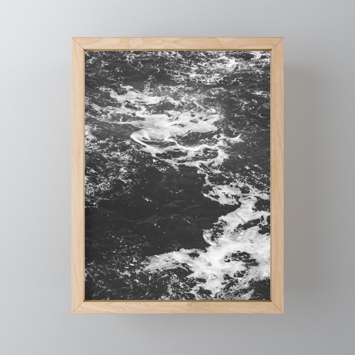 Ocean Waves | Black and White Photography | Pacific Northwest Nature Framed Mini Art Print