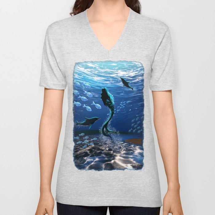 Mermaid Magical Ocean Spirit V Neck T Shirt