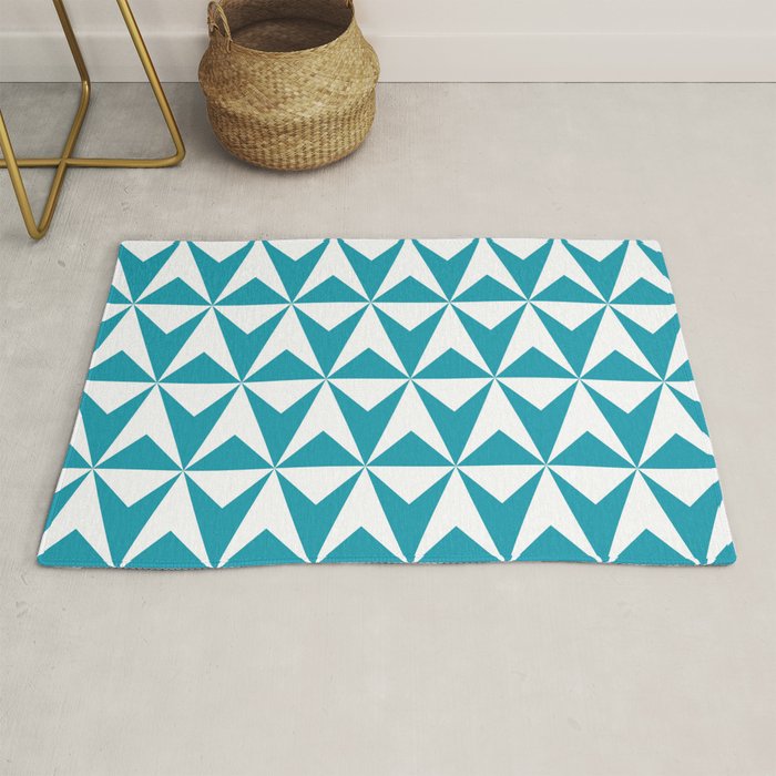 Mid Century Modern Triangle Pattern 531 Turquoise Rug by Tony Magner