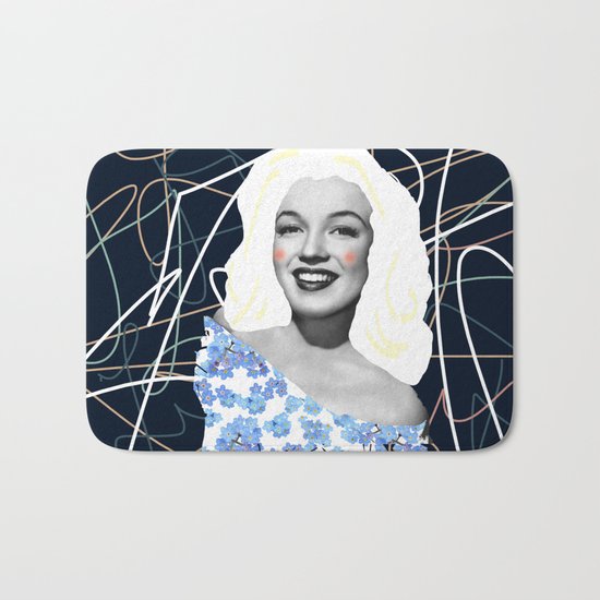 Marilyn in blue Bath Mat