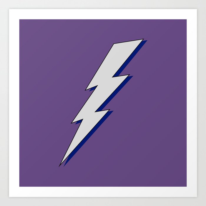 Just Me and My Shadow Lightning Bolt - Purple Background Art Print