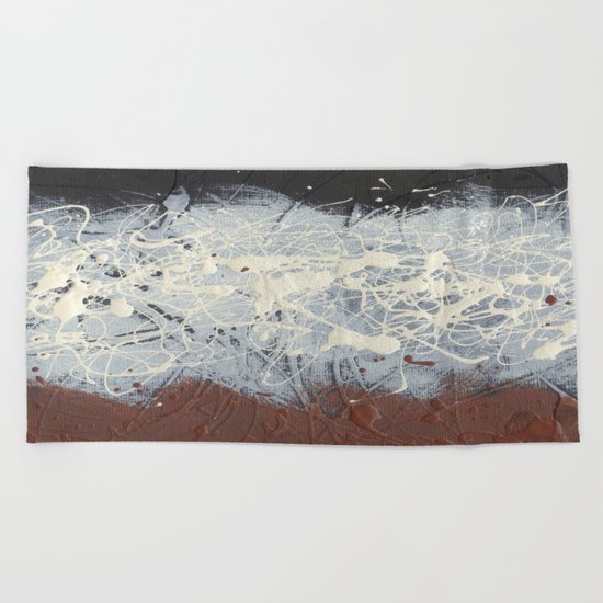 Cool Pollock Rothko Inspired Black White Red Abstract - Modern Art Beach Towel