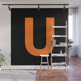 Letter U (Orange & Black) Wall Mural