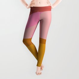 Colorful Geometric Abstract in Pink, Mustard, and Green Leggings