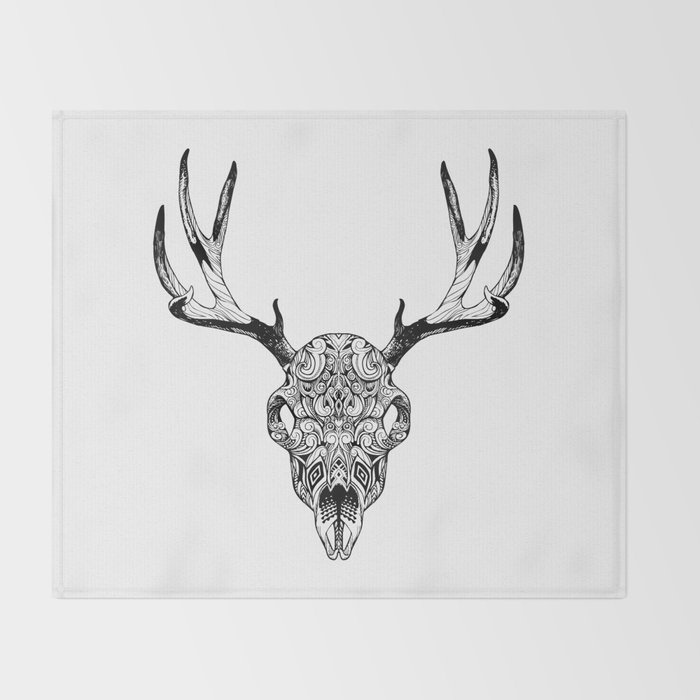 Deer Skull Throw Blanket by huebucket Society6