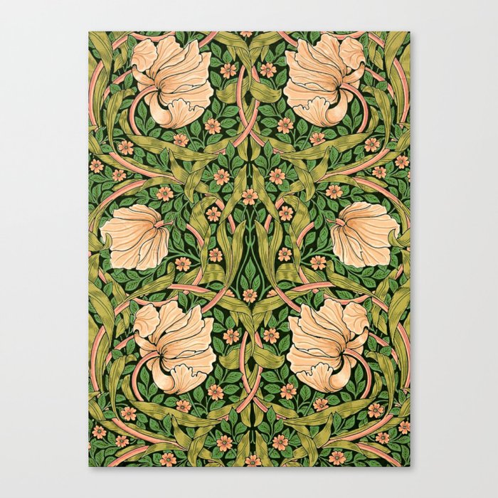 William Morris Pimpernel, green, William Morris floral design  Canvas Print