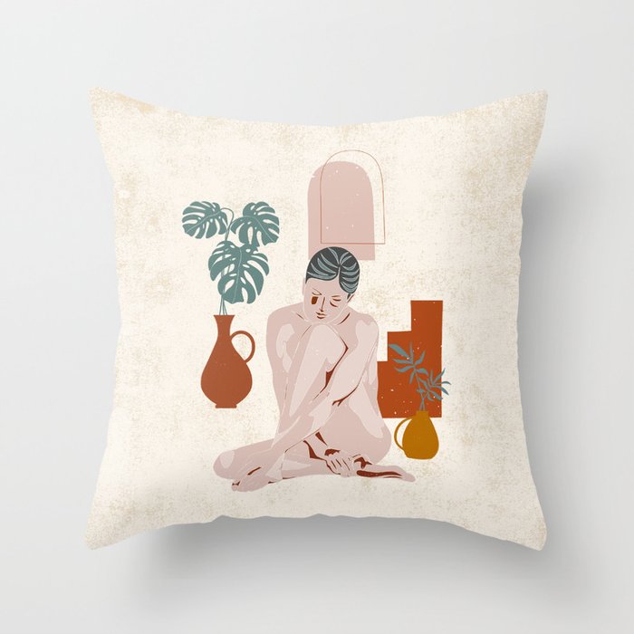 NUDE ABSTRACT Throw Pillow