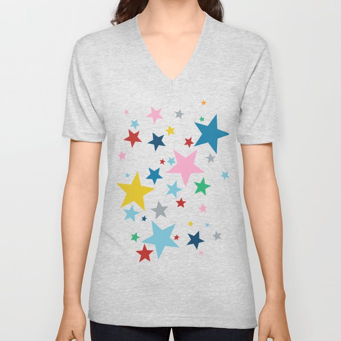 Stars Small V Neck T Shirt