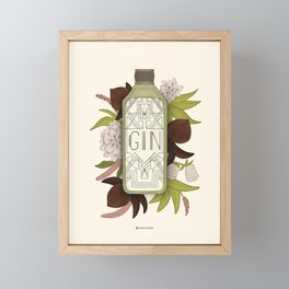 Gin Bottle in a sea of Flowers Framed Mini Art Print