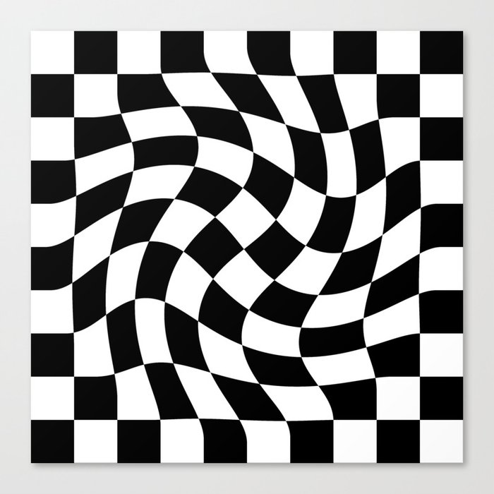 Large Checkerboard - Black & White - Swirl Canvas Print