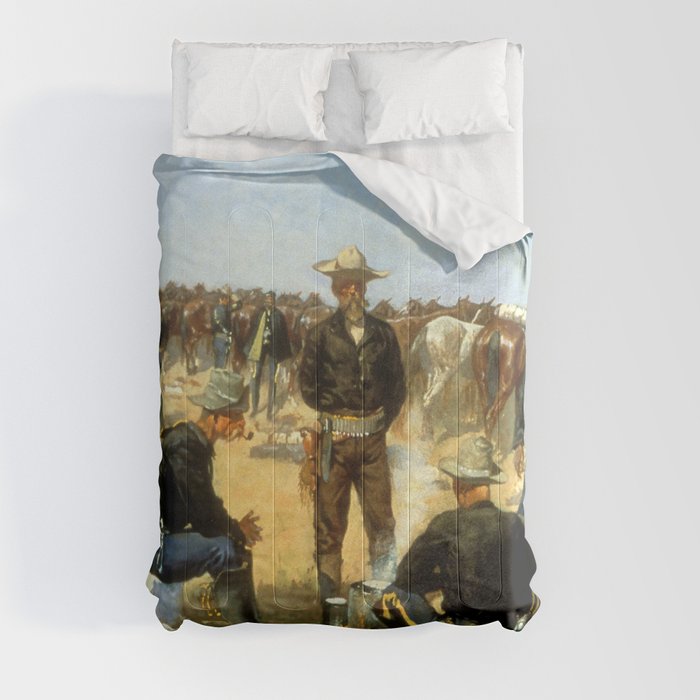 Frederic Remington Western Art “Cavalryman's Breakfast” Comforter