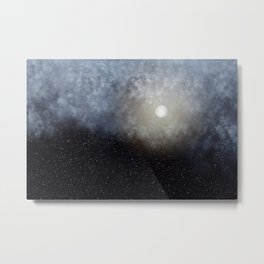 Glowing Moon in the night sky Metal Print | Stars, Photo, Clouds, Nature, Landscape, Moon, Digital, Space, Sky 