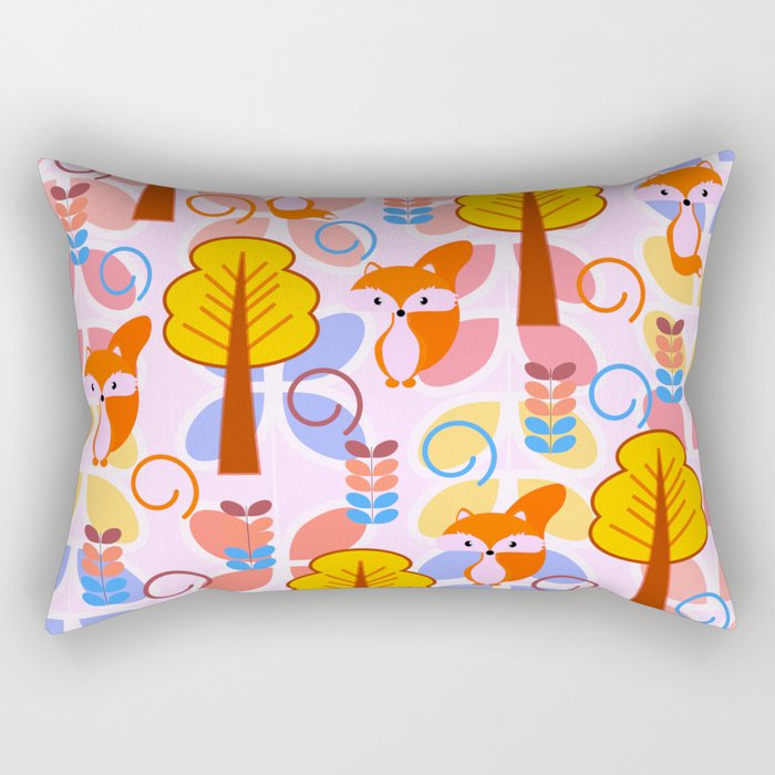Cute foxes in a magical forest Rectangular Pillow