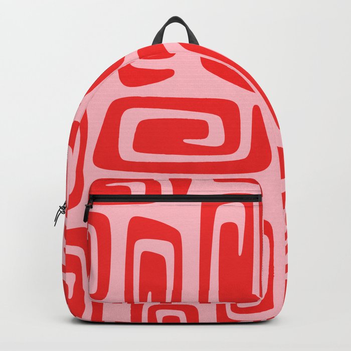 Mid Century Modern Cosmic Abstract 530 Red and Pink Backpack