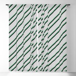 [ Thumbnail: Light Grey, Sea Green, and Black Colored Pattern of Stripes Blackout Curtain ]