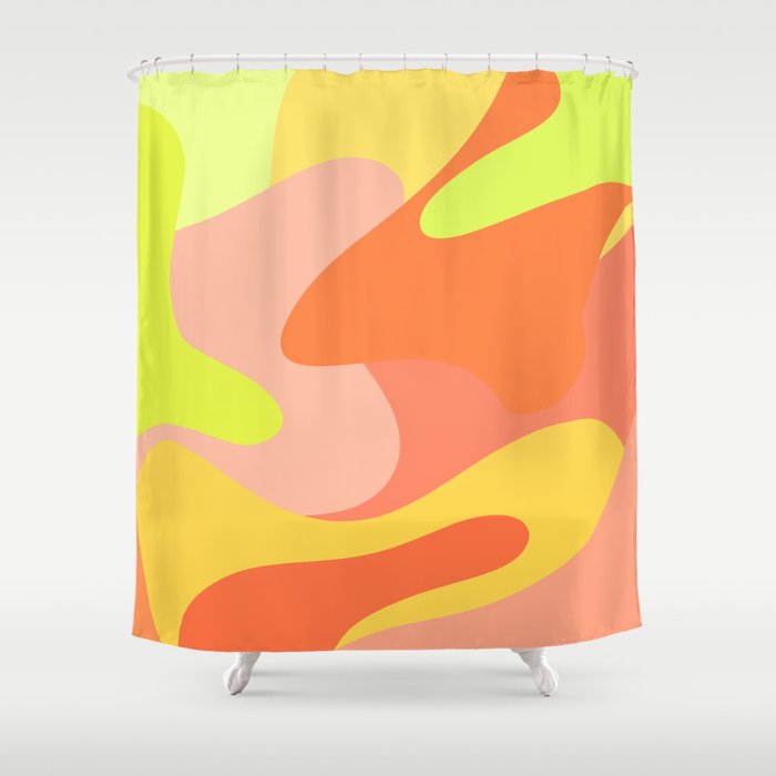 Rainbow Paint Splashes - bring neon yellow orange peach Shower Curtain