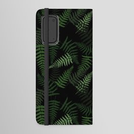 Fern Leaf Pattern on Black Background Android Wallet Case