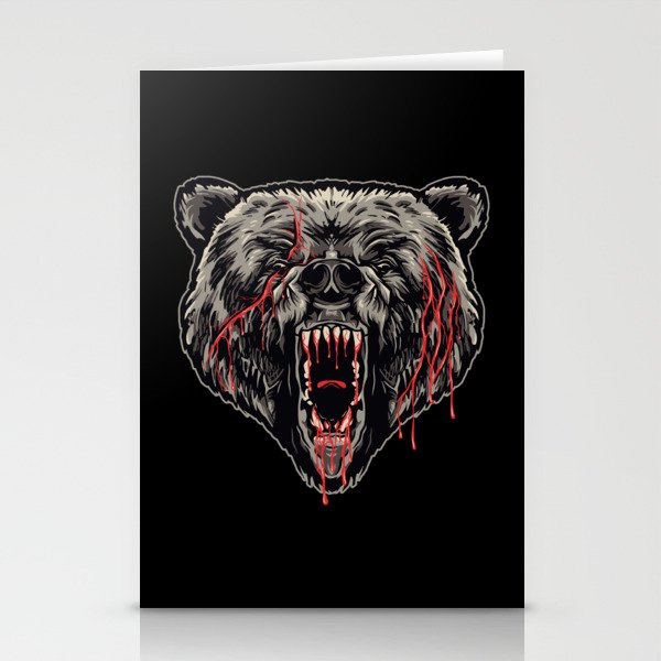 Horror Wild Bear Illustration Stationery Cards
